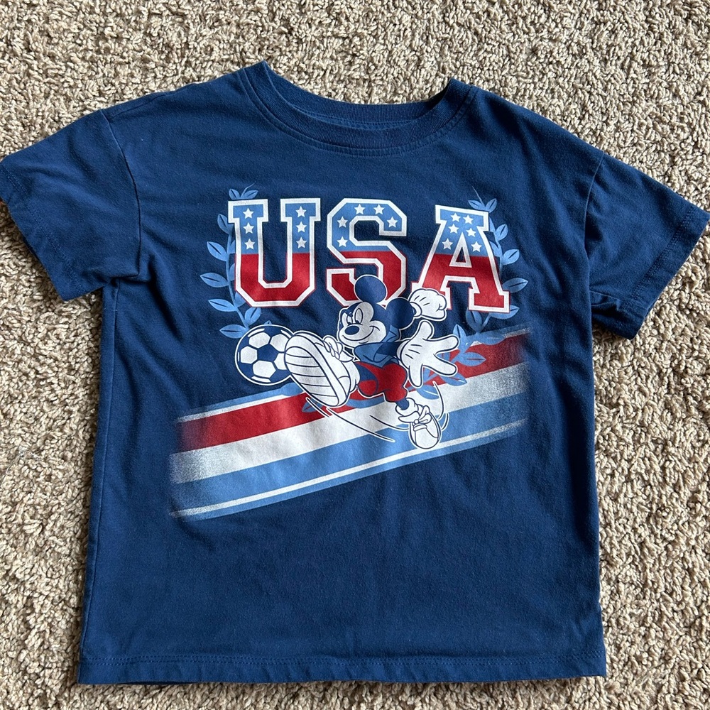 Disney Kids Blue USA Mickey Mouse T-Shirt for Boys